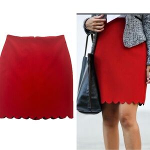 Banana republic red scalloped hem pencil skirt Sz 6